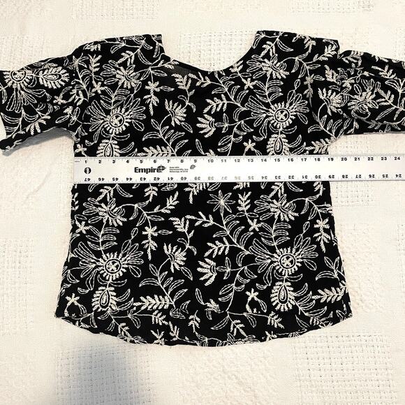 by Anthropologie floral embroidered bell sleeve scoop back blouse XS TB 8055 - Picture 2 of 12
